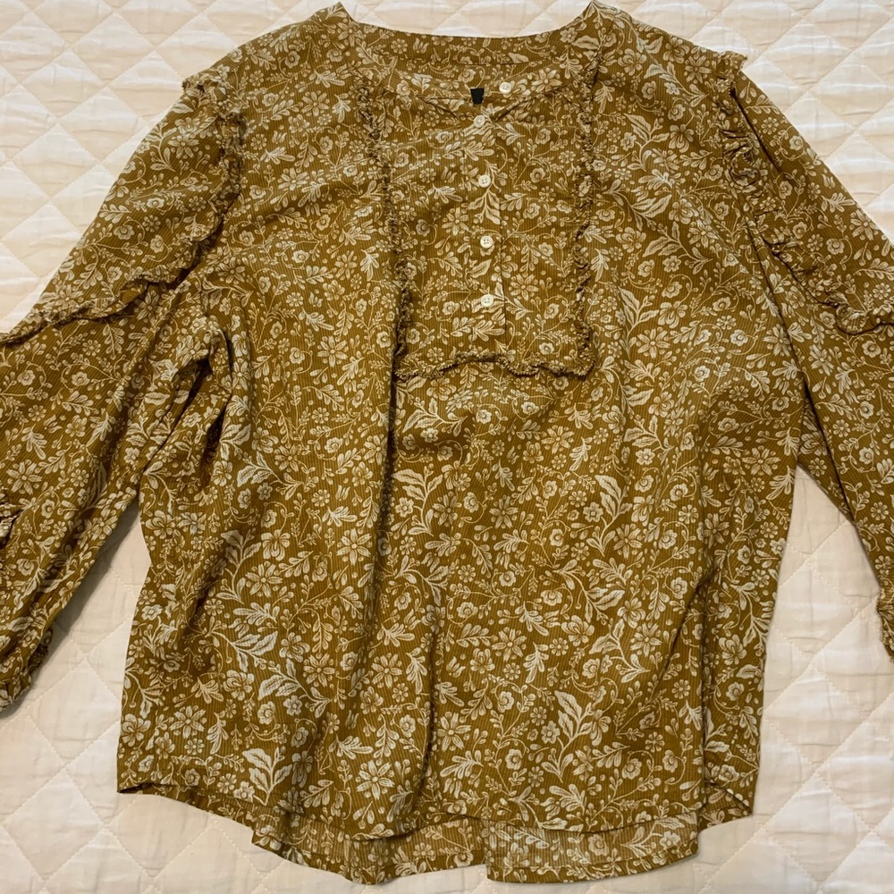 JCrew Point Sur Ruffle Sleeve Popover Shirt